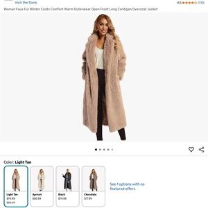 Women’s Long Faux Fur Teddy Coat - Light Tan